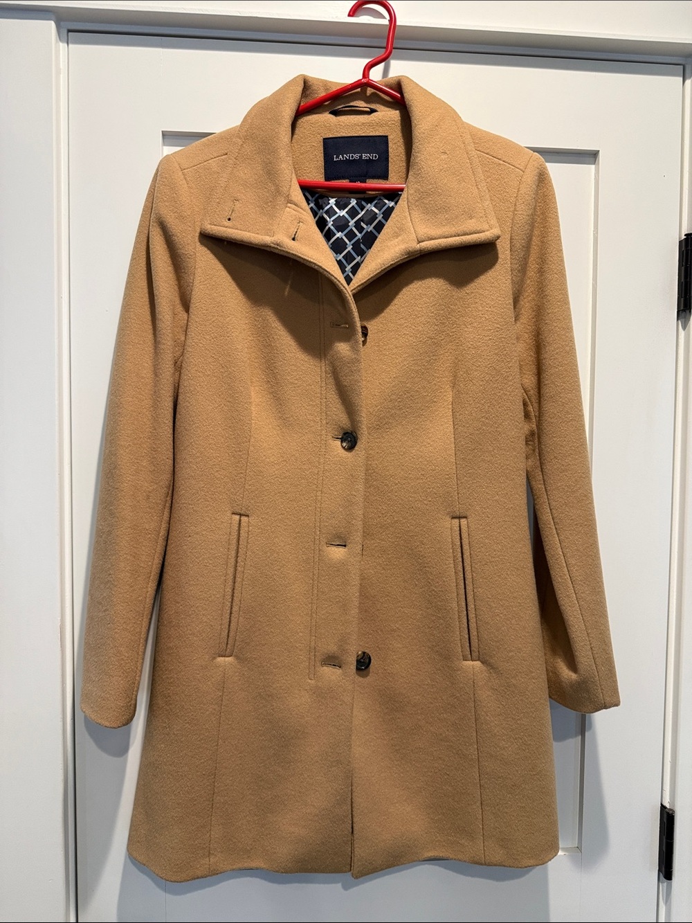 Lands' End Women's Camel Tan Wool-Blend Pea Coat
